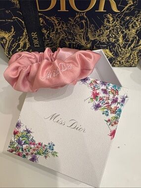 Miss Dior Pink Satin Scrunchie - comes w/ original box